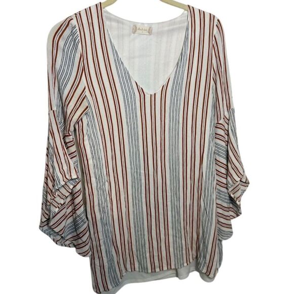 Altar’d State Tops - Altar'd State Striped V Neck Blouse Small